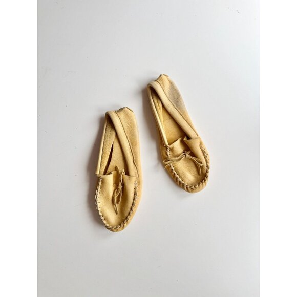 HIDES IN HAND Yellow Moose Leather Single Sole Moccasins, Size 11 - Picture 1 of 14